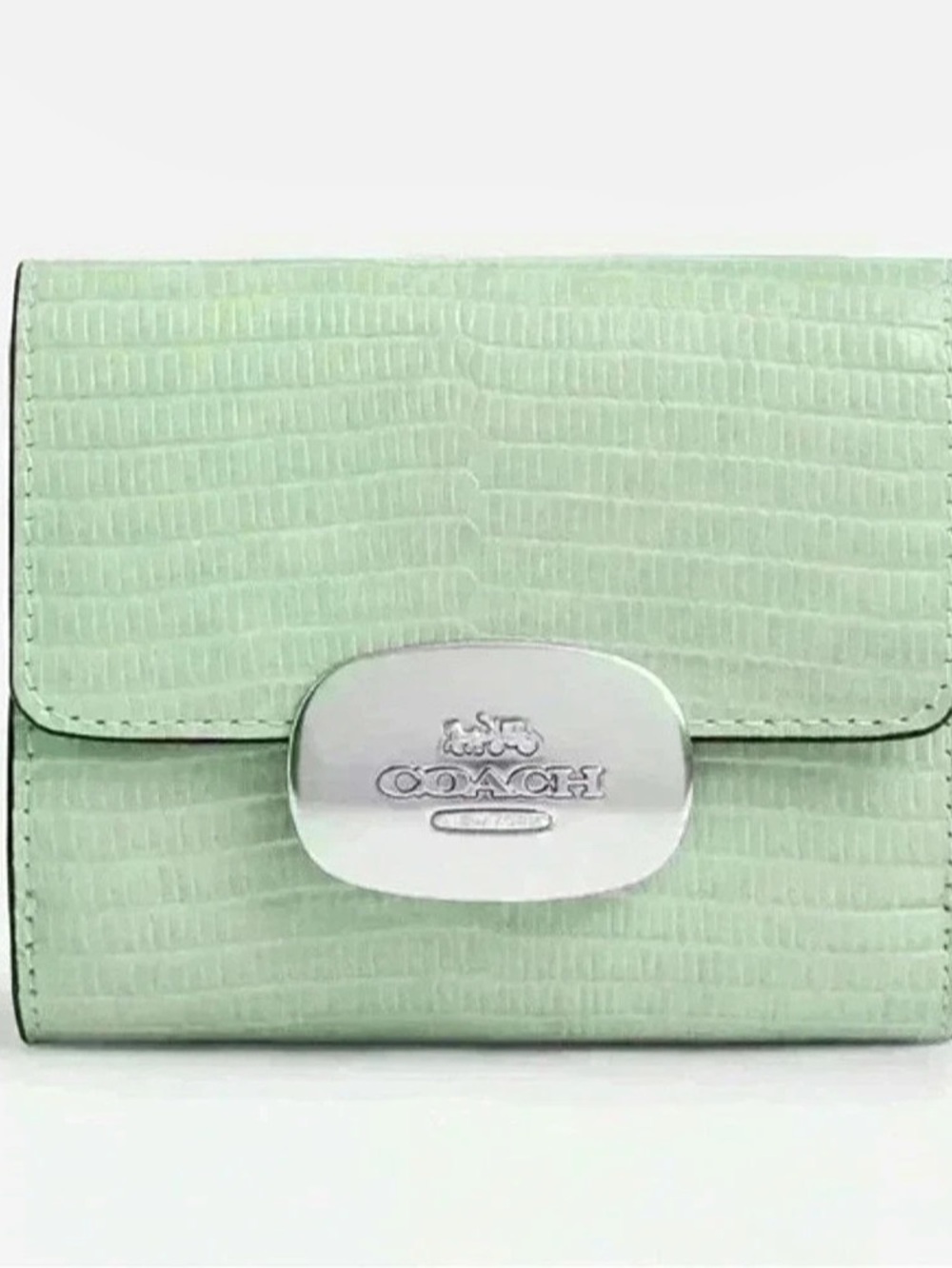 Coach Eliza Small Wallet in Lizard Embossed Leather Green